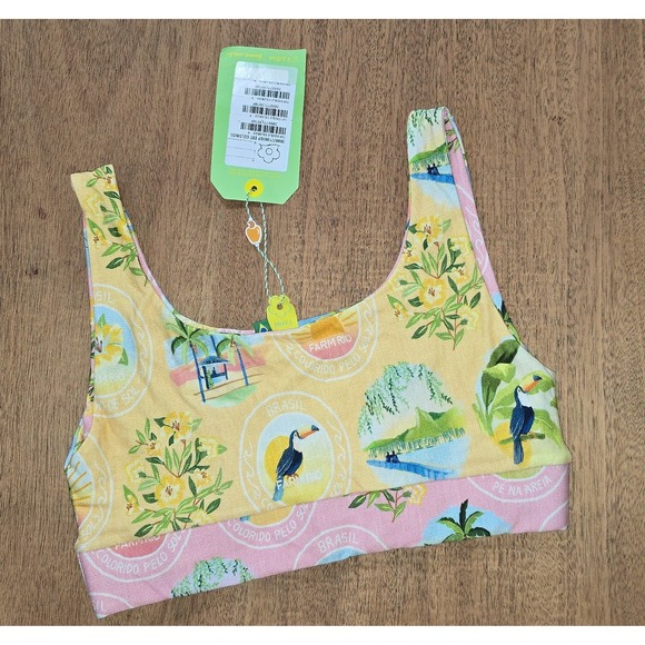 S NWT Farm Rio Reversible Double Colorido Swim top blue yellow pink postcard P - Picture 6 of 14